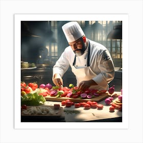 Chef Preparing Vegetables Art Print