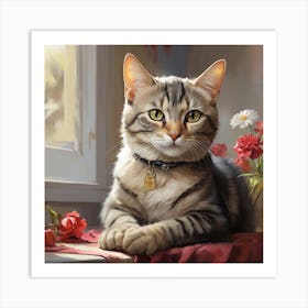 Portrait Of Domestic Shorthair Cat Art Print