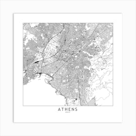 Athens Map Art Print