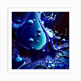 Blue Slime Abstract Art Print