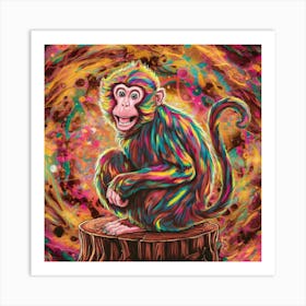 Monkey On A Stump Art Print