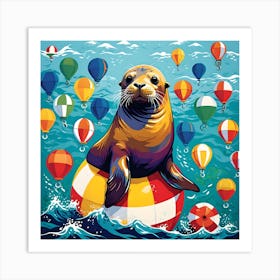 SEA LION CELEBRATES NEW YEAR Art Print