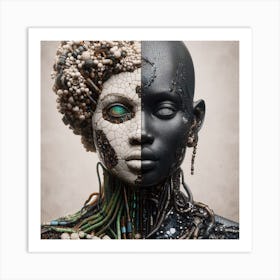 Woman With A Robot Face Art Print