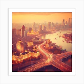 Shanghai Cityscape At Sunset Art Print