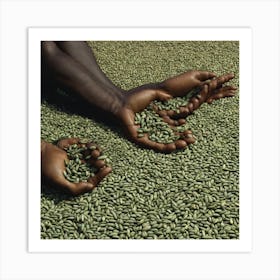 Hands Of Coffee Beans Art Print