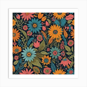 Floral Seamless Pattern 4 Art Print