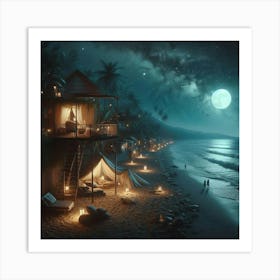 Night At The Beach 3 Art Print