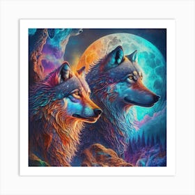 Wolf In The Moonlight 1 Art Print