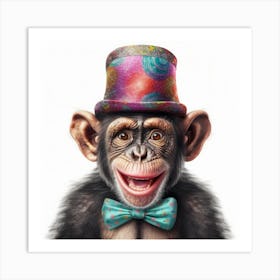 Chimpanzee Hat Art Print