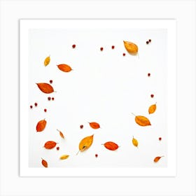 Autumn Artwork Showcasing Minimalist Design Featuring An Inventive Spread Of Leaves And Berries Sca (5) Art Print