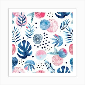 Watercolor Leaves Pattern 1 Art Print