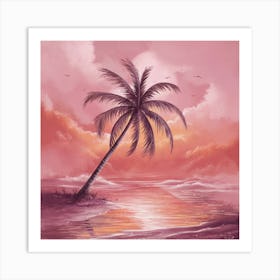 Sunset Palm Tree 1 Art Print