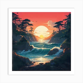 Sunset At The Beach Art Print