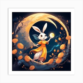 Rabbit On The Moon Art Print