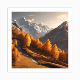 Autumn Trees In The Mountains Art Print