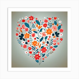 Floral heart Art Print