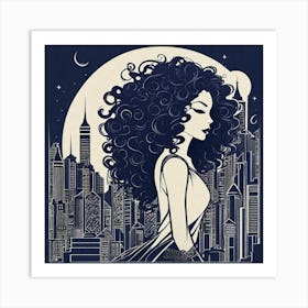 Cityscape woman Art Print