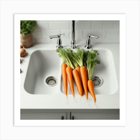 Kitchen Sink With Carrots Art Print