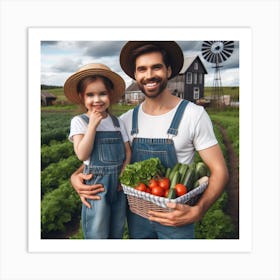 Happy Family On The Farm Art Print