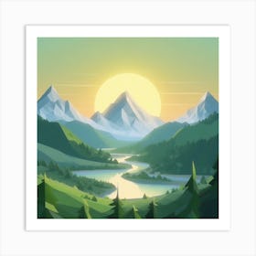 Firefly An Illustration Of A Beautiful Majestic Cinematic Tranquil Mountain Landscape In Neutral Col (46) Art Print