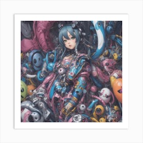 Cyberpunk Anime Girl II Art Print