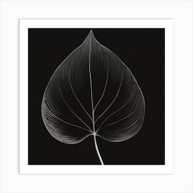 A Minimal Plant Leaf Black 4 Art Print