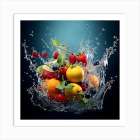 Fruit Splashing Water 3 Art Print