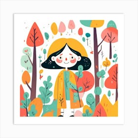 Girl in the forest, whimsical design 12 Art Print