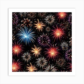 Fireworks On A Black Background 7 Art Print