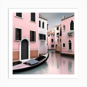 Pink Houses In Venice Landscape Art Print