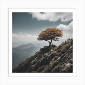 Lone Tree On Top Of Mountain 5 Art Print