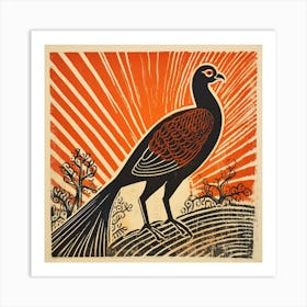 Retro Bird Lithograph Pheasant 4 Art Print