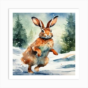 Hare In The Snow Art Print