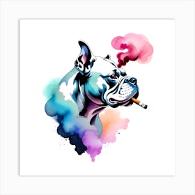 Bull Dog Smoking A Cigarette Art Print