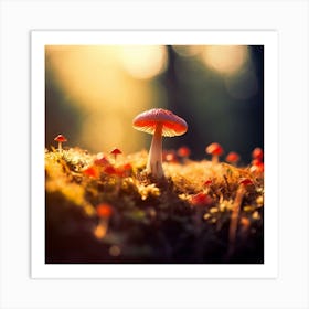 Mushrooms In The Forest 1 Art Print