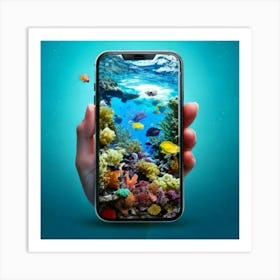 Firefly Vibrant Aquatic Smartphone Morphing Into Marine Life 1293 (2) Art Print