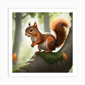 Squirrel In The Forest 1 Art Print