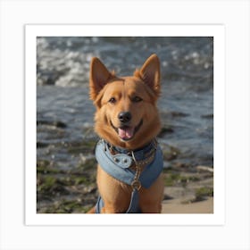 Dog On The Beach Art Print