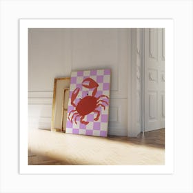 Gingham Crab - Purple Art Print