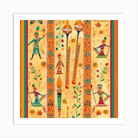 Navratri Themed Banner Texture With Dandiya Stic 17 Art Print