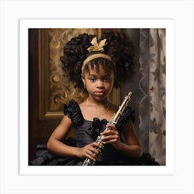Afro Girl Playing Clarinet Art Print