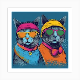Hip Hop Cats Art Print