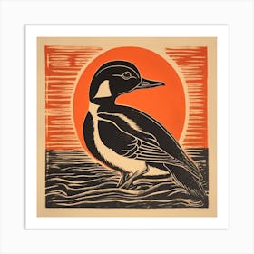 Retro Bird Lithograph Bufflehead 4 Art Print