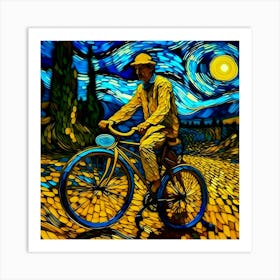 Cycling In The Style Of Van Gogh 1 Art Print