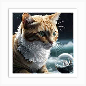 Cat In A Glass Ball Art Print