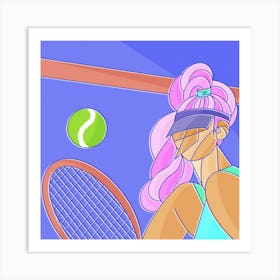 Tennis Girl Square Art Print
