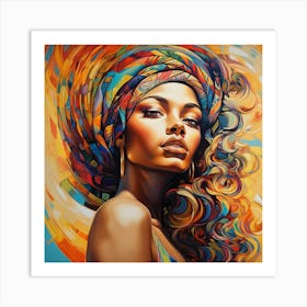 African Woman In Turban 4 Art Print