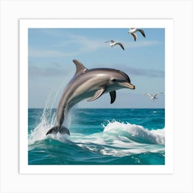 Dolphin Jumping Out Of The Water 3 Art Print