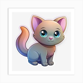 Cute Cat Sticker 12 Art Print