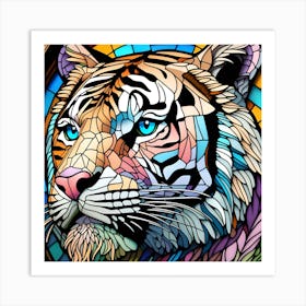 Stained Glass Tiger pop art Art Print